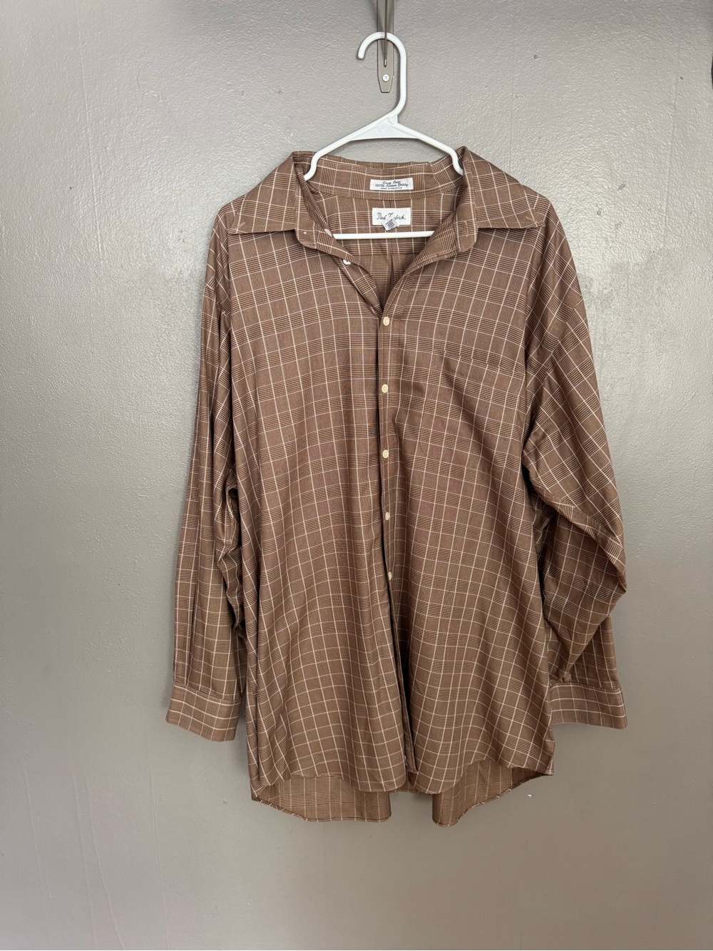 Paul Fredrick Brown Windowpane Button-Up Dress Shirt